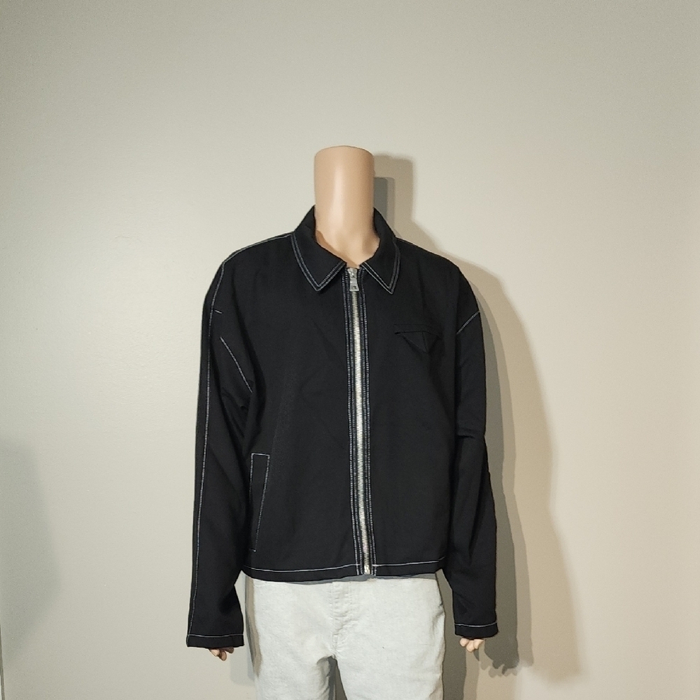Fashion Nova Black Jacket with White Stitching
